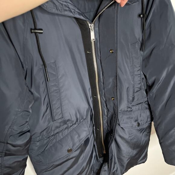Quince Men's Recycled Primaloft Parka Jacket Coat Medium Navy Full Zip Pockets - Picture 7 of 13